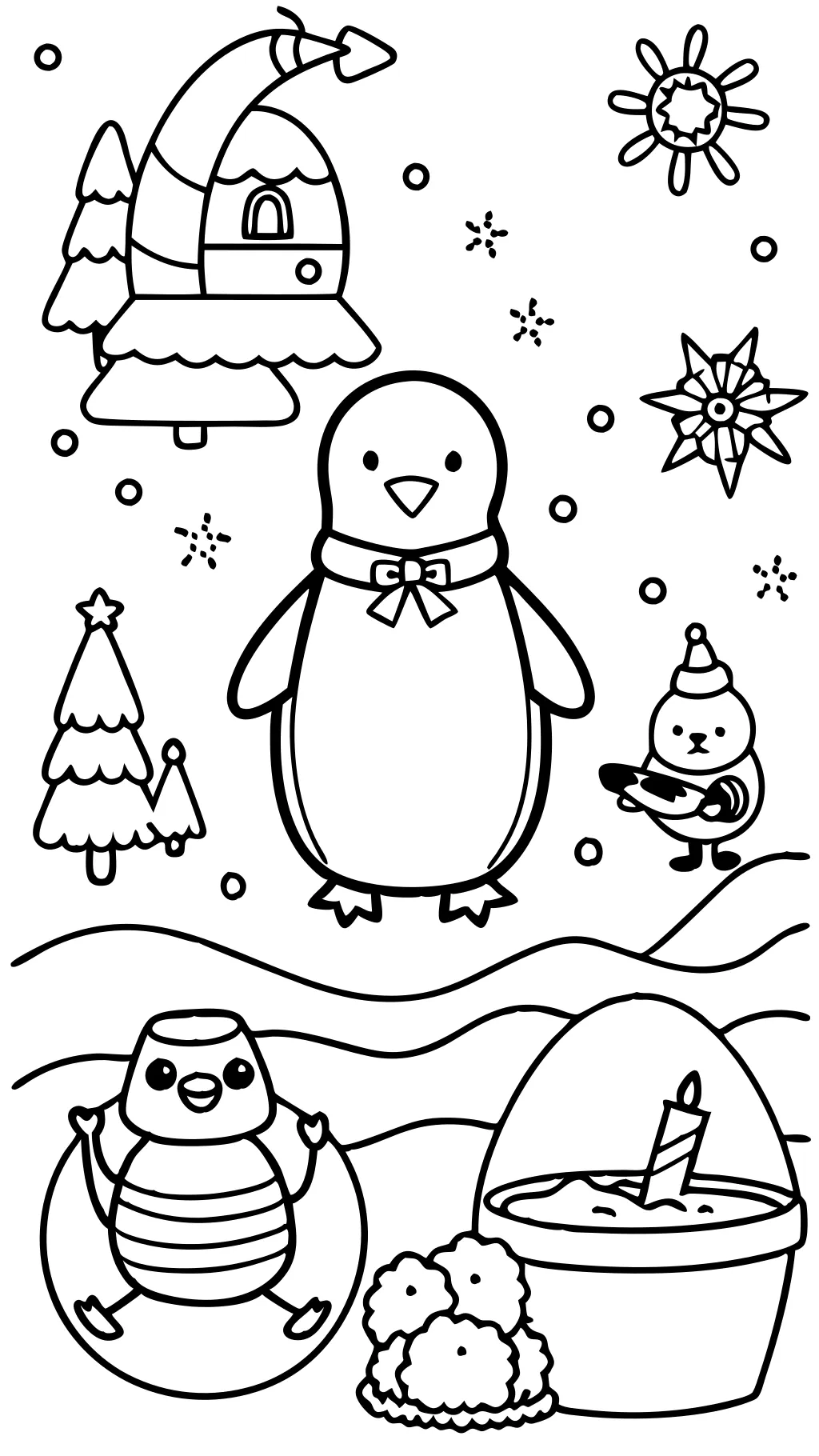 páginas para colorear de pingüinos imprimibles